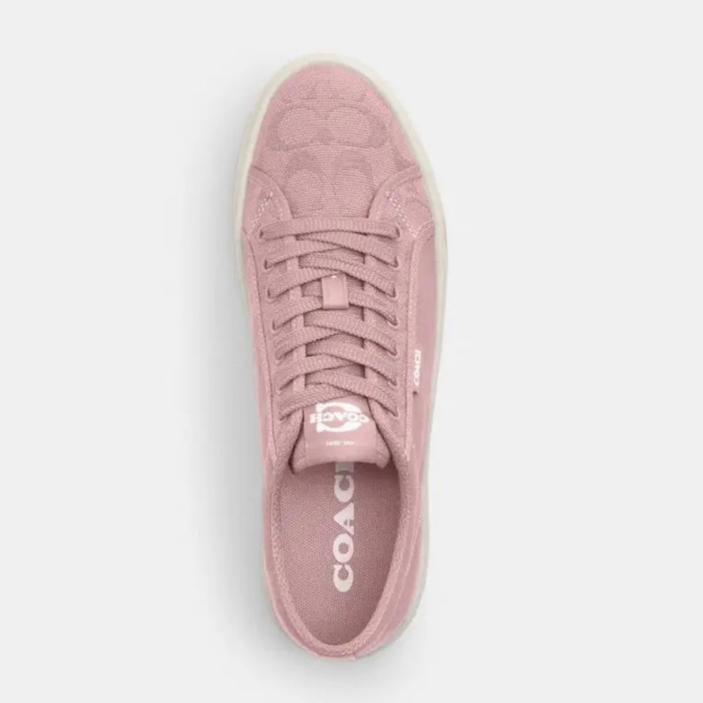 NEW Coach Canvas Sneaker Pink Signature Print CAS55 Size 6.5B NIB - Picture 3 of 6